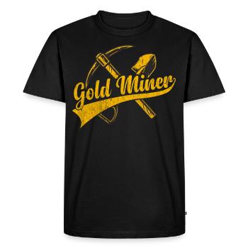 Golden Plaque With Crossing Picke Gold Digger - Men's Premium Organic T-Shirt - black - Front - Nico (187cm)