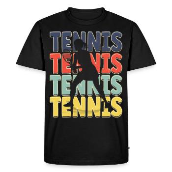 Cool Retro Text Silhouette Tennis - Men's Premium Organic T-Shirt - black - Front - Nico (187cm)