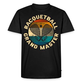Raquettes retro crossing racquetball Grand Maître - T-shirt Premium bio Homme - noir - Devant - Nico (187cm)