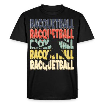 Cool Retro Text Silhouette Racquetball - Men's Premium Organic T-Shirt - black - Front - Nico (187cm)