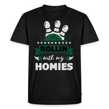 Rollin avec mon cadeau homies Retro Bowling - T-shirt Premium bio Homme - noir - Devant - Nico (187cm)