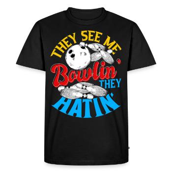 They see me Bowlin they Hatin Bowling Gift - Men's Premium Organic T-Shirt - black - Front - Nico (187cm)