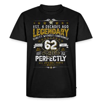 Vintage Légendaire - Vieilli parfaitement 62ème anniversaire - T-shirt Premium bio Homme - noir - Devant - Nico (187cm)