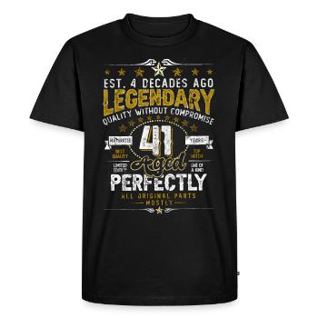 Vintage Légendaire - Vieilli parfaitement 41ème anniversaire - T-shirt Premium bio Homme - noir - Devant - Nico (187cm)