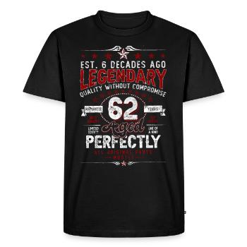 Vintage Légendaire - Vieilli parfaitement 62ème anniversaire - T-shirt Premium bio Homme - noir - Devant - Nico (187cm)