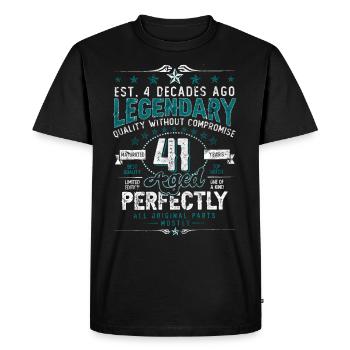 Vintage Légendaire - Vieilli parfaitement 41ème anniversaire - T-shirt Premium bio Homme - noir - Devant - Nico (187cm)