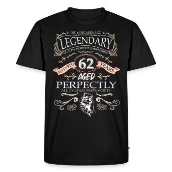 Vintage Légendaire - Vieilli parfaitement 62ème anniversaire - T-shirt Premium bio Homme - noir - Devant - Nico (187cm)