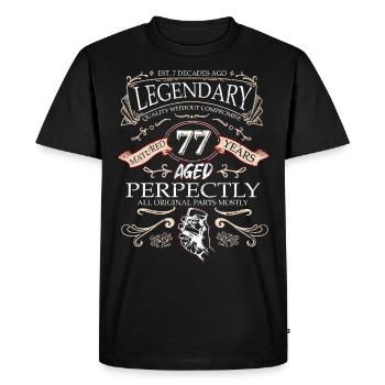 Vintage Légendaire - Vieilli parfaitement 77ème anniversaire - T-shirt Premium bio Homme - noir - Devant - Nico (187cm)