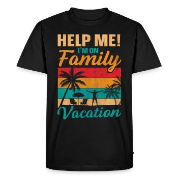 Aidez moi! Je suis en vacances en famille - T-shirt Premium bio Homme - noir - Devant - Nico (187cm)