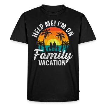 Aidez moi! Je suis en vacances en famille - T-shirt Premium bio Homme - noir - Devant - Nico (187cm)