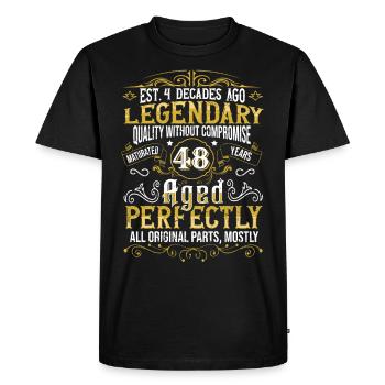 Vintage Legendary - Aged perfectly 48th birthday - Men's Premium Organic T-Shirt - black - Front - Nico (187cm)