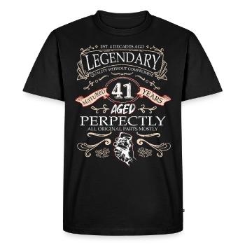 Vintage Légendaire - Vieilli parfaitement 41ème anniversaire - T-shirt Premium bio Homme - noir - Devant - Nico (187cm)