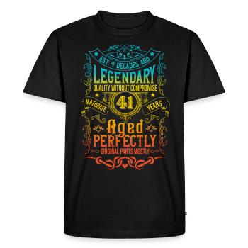 Vintage Légendaire - Vieilli parfaitement 41ème anniversaire - T-shirt Premium bio Homme - noir - Devant - Nico (187cm)