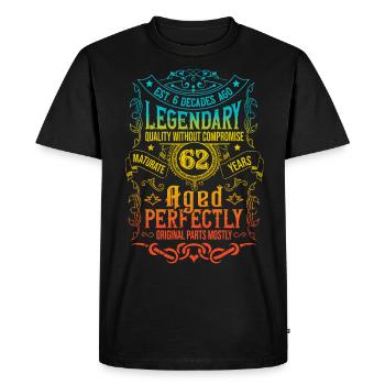 Vintage Légendaire - Vieilli parfaitement 62ème anniversaire - T-shirt Premium bio Homme - noir - Devant - Nico (187cm)