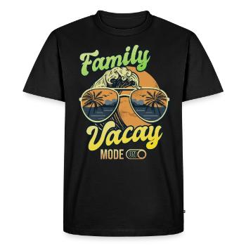 Famille Vacay Mode ON | Vacances en famille - T-shirt Premium bio Homme - noir - Devant - Nico (187cm)