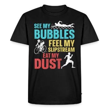 Funny triathlon saying - Men's Premium Organic T-Shirt - black - Front - Nico (187cm)