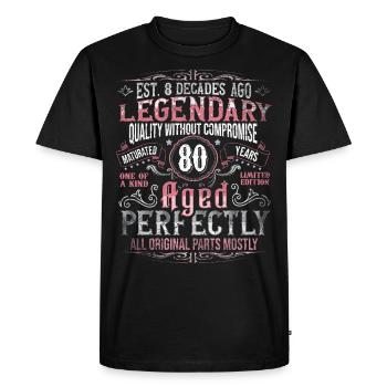 Vintage 80 Aged Perfectly Women on their 80th Birthday - Men's Premium Organic T-Shirt - black - Front - Nico (187cm)