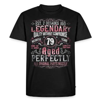 Vintage 79 Aged Perfectly Women on 79th Birthday - Men's Premium Organic T-Shirt - black - Front - Nico (187cm)
