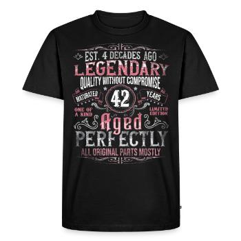 Vintage 42 Aged Perfectly Women on 42nd Birthday - Men's Premium Organic T-Shirt - black - Front - Nico (187cm)