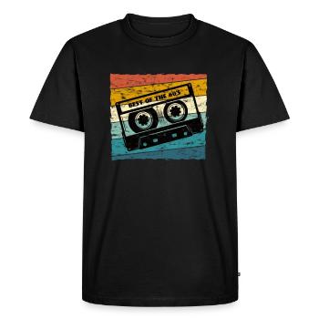 Cassette rétro - T-shirt Premium bio Homme - noir - Devant - Nico (187cm)
