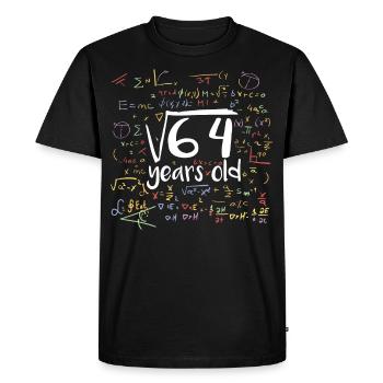 Square root of 64 math nerd 8th birthday - Men's Premium Organic T-Shirt - black - Front - Nico (187cm)