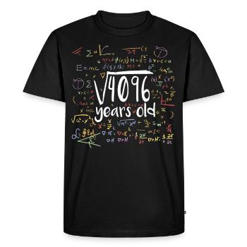 Square Root of 4096 Math Nerd 64th Birthday - Men's Premium Organic T-Shirt - black - Front - Nico (187cm)
