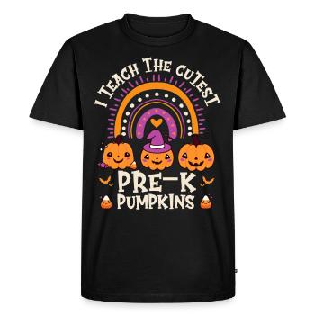Halloween J’enseigne les citrouilles pré-K les plus mignonnes - T-shirt Premium bio Homme - noir - Devant - Nico (187cm)