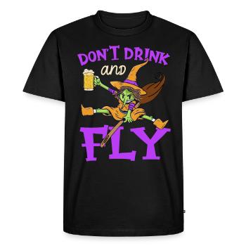Motif de fête d’Halloween de sorcière ne buvez pas et ne volez pas - T-shirt Premium bio Homme - noir - Devant - Nico (187cm)