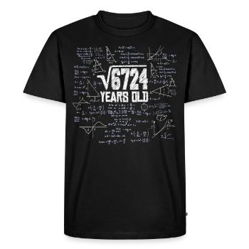 Square Root of 6724 Math Nerd 82nd Birthday - Men's Premium Organic T-Shirt - black - Front - Nico (187cm)