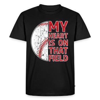 Mon cœur est sur ce terrain Baseball - T-shirt Premium bio Homme - noir - Devant - Nico (187cm)