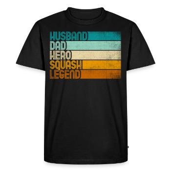 Retro Mari Papa Héros Squash Légende - T-shirt Premium bio Homme - noir - Devant - Nico (187cm)