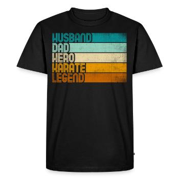 Retro Husband Dad Hero Karate Legend - Men's Premium Organic T-Shirt - black - Front - Nico (187cm)