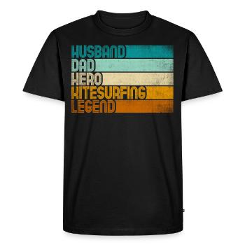 Retro Mari Papa Héros Kitesurf Légende - T-shirt Premium bio Homme - noir - Devant - Nico (187cm)