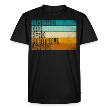 Retro Husband Dad Hero Paintball Legend - Men's Premium Organic T-Shirt - black - Front - Nico (187cm)