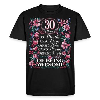 30 ans, mois Floral Femmes 30e anniversaire - T-shirt Premium bio Homme - noir - Devant - Nico (187cm)