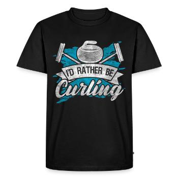 Cool Curling Plaque I'd rather be Curling - Men's Premium Organic T-Shirt - black - Front - Nico (187cm)