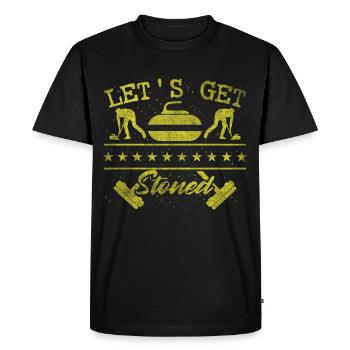 Cool Curling Plaque Lets get stoned for curlers - Men's Premium Organic T-Shirt - black - Front - Nico (187cm)