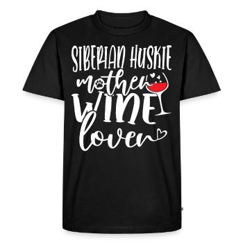 Amateur de vin SIBERIAN HUSKIE Mère - T-shirt Premium bio Homme - noir - Devant - Nico (187cm)