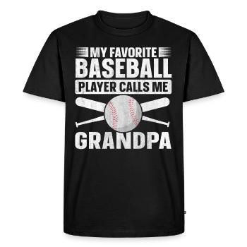 Mon joueur de baseball préféré m’appelle grand-père - T-shirt Premium bio Homme - noir - Devant - Nico (187cm)