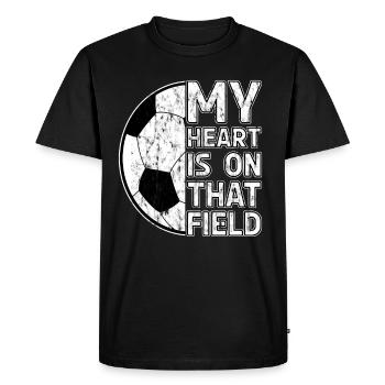 My heart is on that field - Football - Men's Premium Organic T-Shirt - black - Front - Nico (187cm)