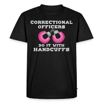 Les agents correctionnels le font avec des menottes - T-shirt Premium bio Homme - noir - Devant - Nico (187cm)