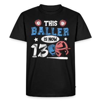 Ce Baller a maintenant 13 ans de baseball 13e anniversaire - T-shirt Premium bio Homme - noir - Devant - Nico (187cm)