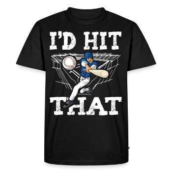 Citation de baseball J’avais frappé cette balle de baseball - T-shirt Premium bio Homme - noir - Devant - Nico (187cm)