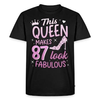 Cette reine fait 87 look Fabuleux 87e anniversaire - T-shirt Premium bio Homme - noir - Devant - Nico (187cm)