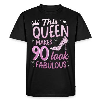 This Queen makes 90 look Fabulous 90th birthday - Men's Premium Organic T-Shirt - black - Front - Nico (187cm)