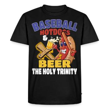Baseball Hot Dogs & Beer The Holy Trinity Baseball - Men's Premium Organic T-Shirt - black - Front - Nico (187cm)