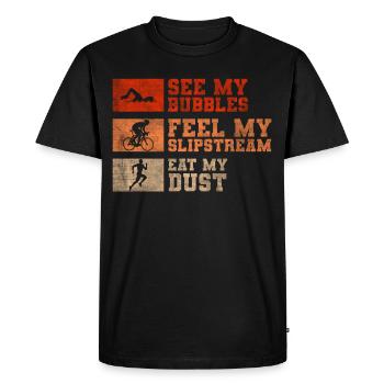 Funny triathlon saying - Men's Premium Organic T-Shirt - black - Front - Nico (187cm)