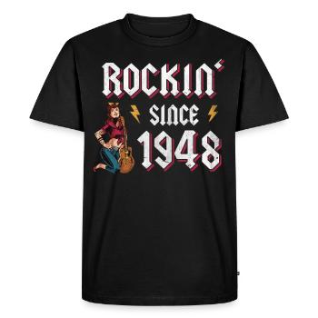 Rockin Since 1948 Rock Music Fan 74th Birthday - Men's Premium Organic T-Shirt - black - Front - Nico (187cm)