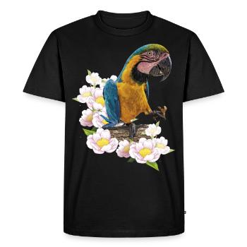 L’ara bleu et jaune - T-shirt Premium bio Homme - noir - Devant - Nico (187cm)