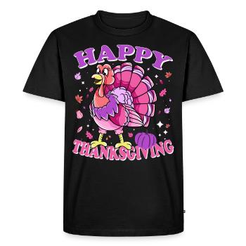 Female Turkey Happy Thanksgiving - Men's Premium Organic T-Shirt - black - Front - Nico (187cm)